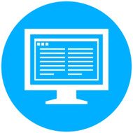Computer Monitor icon on a round button - RoundSeries N194
