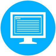 Computer Monitor icon on a round button - RoundSeries N195
