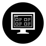 Computer Monitor icon on a round button - DimSeries N183