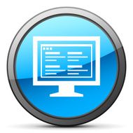 Computer Monitor icon on a round button - BrightSeries N167