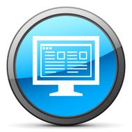 Computer Monitor icon on a round button - BrightSeries N184