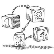 Numbers On Cubes Steps Concept Drawing