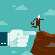 Huge Hand Shows Direction to Businessman