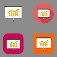 Flat Projector Screen and Chart icons