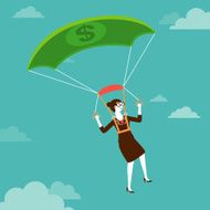 Cash Parachuting Businesswoman