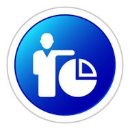 Businessman icon on a round button