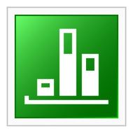 Bar Graph icon on a square button - FlatSeries N6