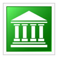 Bank icon on a square button - FlatSeries