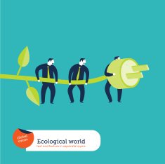 Businesspeople using green energy