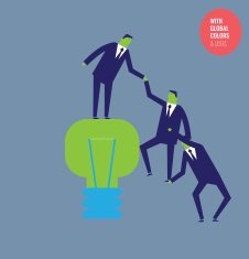 Businessman helping a businessman to climb bulb