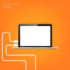 Realistic detalized flat laptop Usb connection