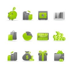 Money and business glossy icon set