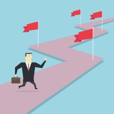 Businessman running to the target of future - Vector