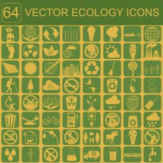 Environment ecology icon set Environmental risks ecosystem
