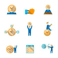 Time management icons set