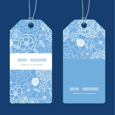 Vector purple lace flowers vertical stripe frame pattern tags set