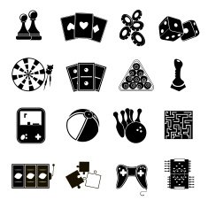 Game icons set black