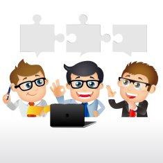 People Set - Business Group of businessmen with jigsaw