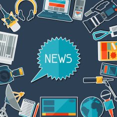 Background with journalism icons
