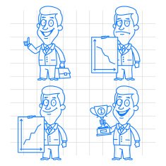 Doodle businessman success and failure