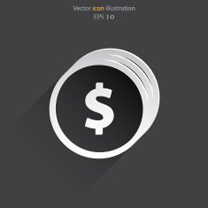 Vector coins with dollar sign web flat icon