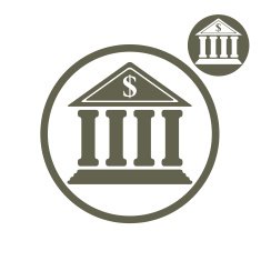 Bank building vector simple single color icon isolated on white