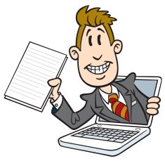 Cartoon Businessman at Computer