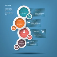 Round white infographic elements with various icons suitable for infographics N2