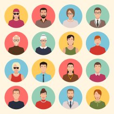 Male and female character faces avatars
