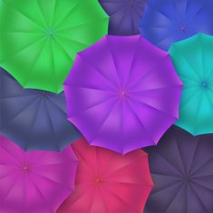 Opened umbrellas top view closeup