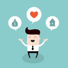 Happy businessman dream about bright future Business success concept
