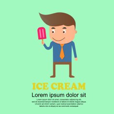 Cute cartoon set man and ice cream
