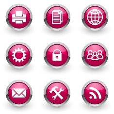 pink web icons set