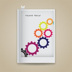 Colorful gear symbol with industrial concept on blank book cover