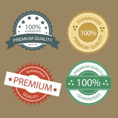 Collection of Premium Quality and Guarantee labels badges