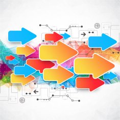 Abstract technological business background with blue arrows