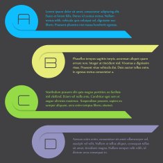 Curling arrow infographic with alphabet options