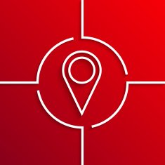 Vector modern white circle icon on red background