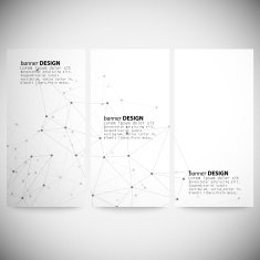 Set of vertical banners Molecule structure gray background for communication
