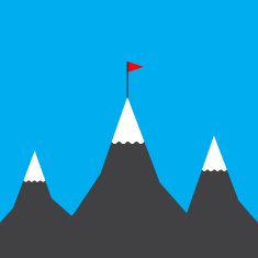 Flag on mountain Vector Illustration