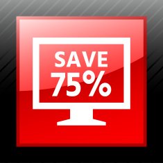 Computer Monitor icon on a square button - SleekSeries N7