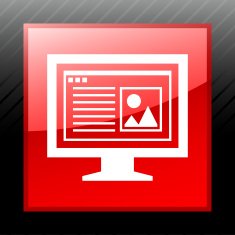 Computer Monitor icon on a square button - SleekSeries N79