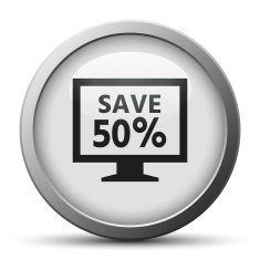 Computer Monitor icon on a silver button - SilverSeries N12