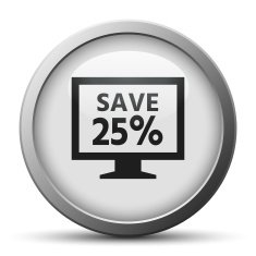 Computer Monitor icon on a silver button - SilverSeries N17