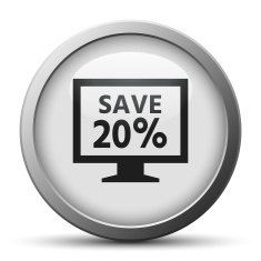 Computer Monitor icon on a silver button - SilverSeries N18