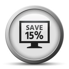 Computer Monitor icon on a silver button - SilverSeries N19
