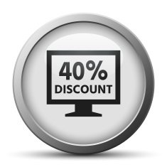 Computer Monitor icon on a silver button - SilverSeries N34