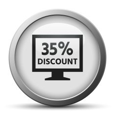 Computer Monitor icon on a silver button - SilverSeries N35