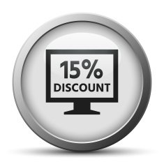 Computer Monitor icon on a silver button - SilverSeries N39