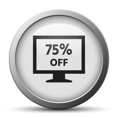 Computer Monitor icon on a silver button - SilverSeries N44